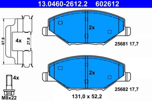 Brake Pad Set, disc brake ATE 13.0460-2612.2)