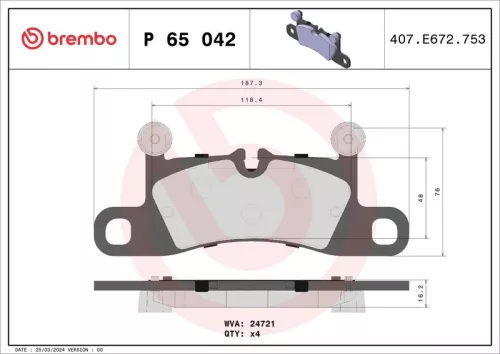 Brake Pad Set, disc brake BREMBO P 65 042)