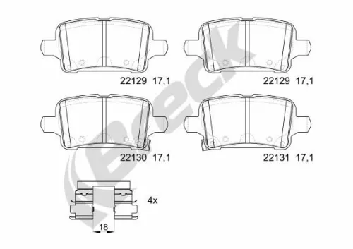 Brake Pad Set, disc brake BRECK 22129 00 704 00)