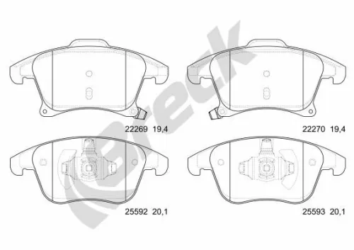 Brake Pad Set, disc brake BRECK 22269 00 701 00)