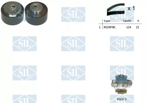 Water Pump & Timing Belt Kit Saleri SIL K1PA913)