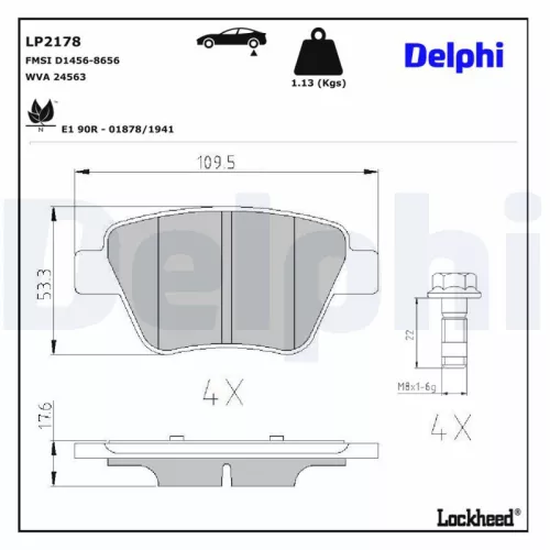 Brake Pad Set, disc brake DELPHI LP2178)