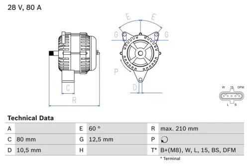 Alternator BOSCH 0 986 048 100)
