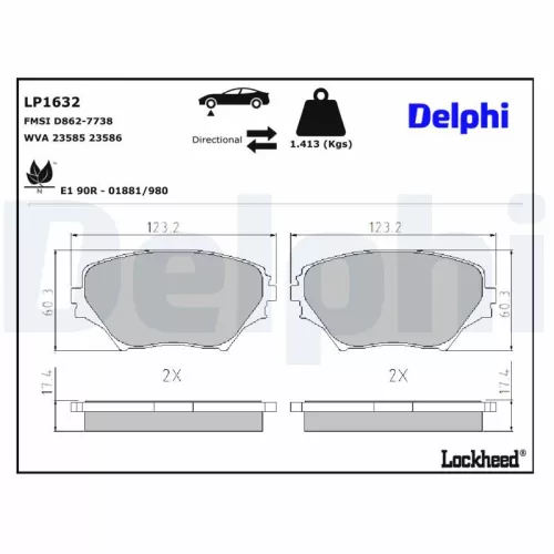 Brake Pad Set, disc brake DELPHI LP1632)
