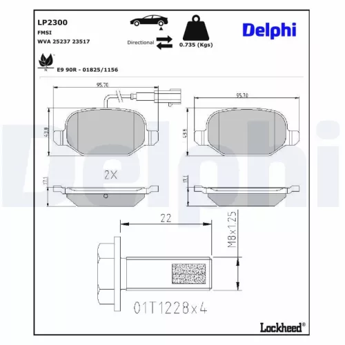 Brake Pad Set, disc brake DELPHI LP2300)