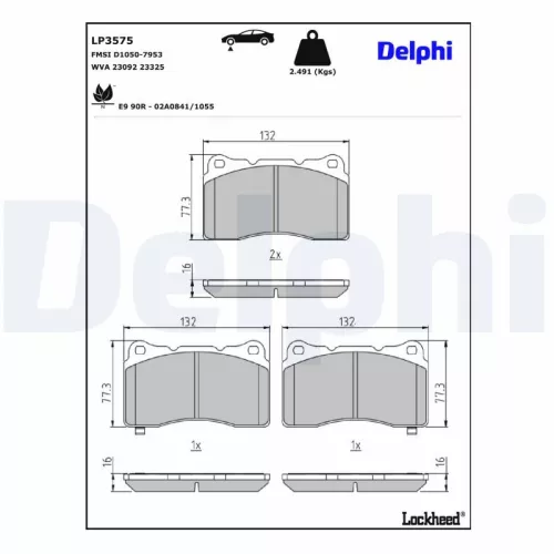 Brake Pad Set, disc brake DELPHI LP3575)