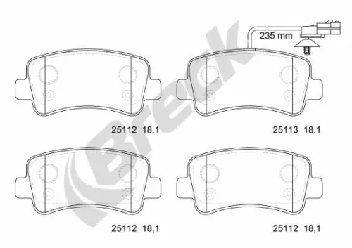 Brake Pad Set, disc brake BRECK 25112 00 703 10)
