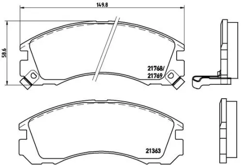 Brake Pad Set, disc brake BREMBO P 54 017X)