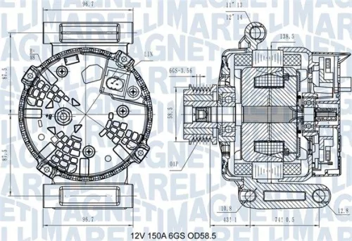 Alternator MAGNETI MARELLI 063731546110)