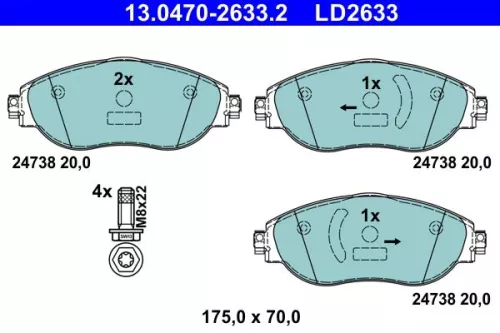 Brake Pad Set, disc brake ATE 13.0470-2633.2)