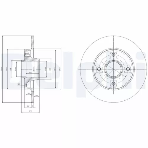 Brake Disc DELPHI BG9022RSC)