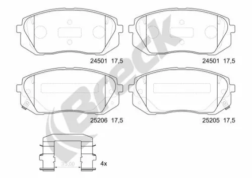 Brake Pad Set, disc brake BRECK 25205 00 701 00)