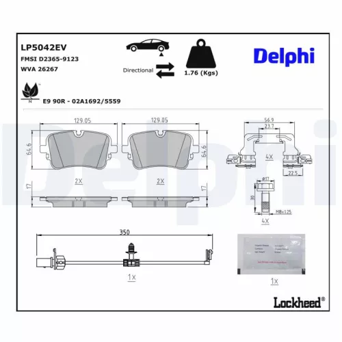 Brake Pad Set, disc brake DELPHI LP5042EV)