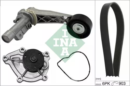 Water Pump + V-ribbed Belt Kit Schaeffler INA 529 0504 30)