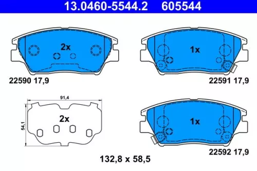 Brake Pad Set, disc brake ATE 13.0460-5544.2)