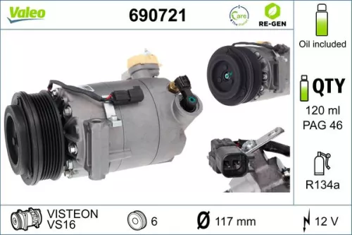 Compressor, air conditioning VALEO 690721)