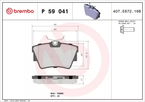 Brake Pad Set, disc brake BREMBO P 59 041)