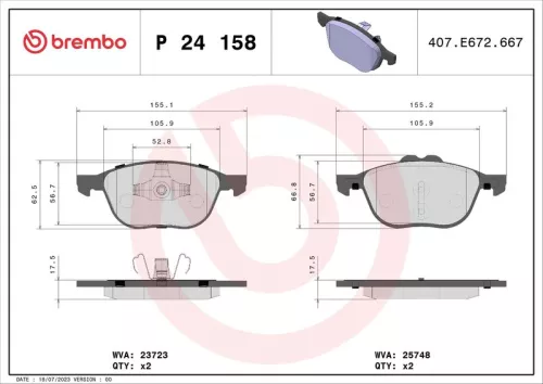 Brake Pad Set, disc brake BREMBO P 24 158)