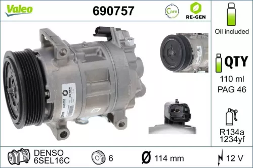 Compressor, air conditioning VALEO 690757)