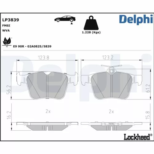 Brake Pad Set, disc brake DELPHI LP3839)