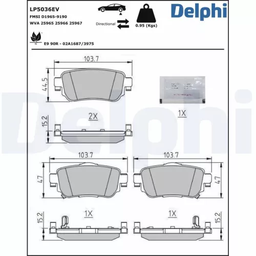 Brake Pad Set, disc brake DELPHI LP5036EV)