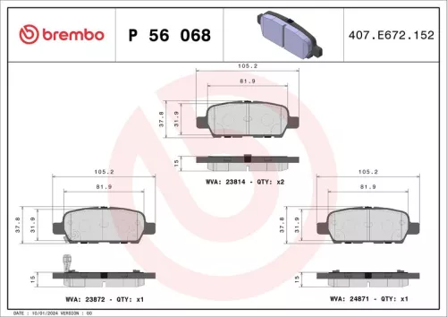 Brake Pad Set, disc brake BREMBO P 56 068)