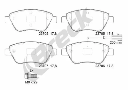 Brake Pad Set, disc brake BRECK 23705 00 701 10)
