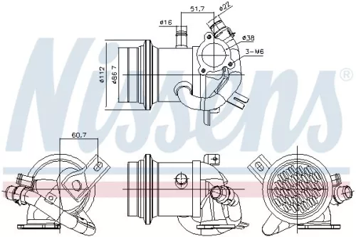 Cooler, exhaust gas recirculation NISSENS 989424)
