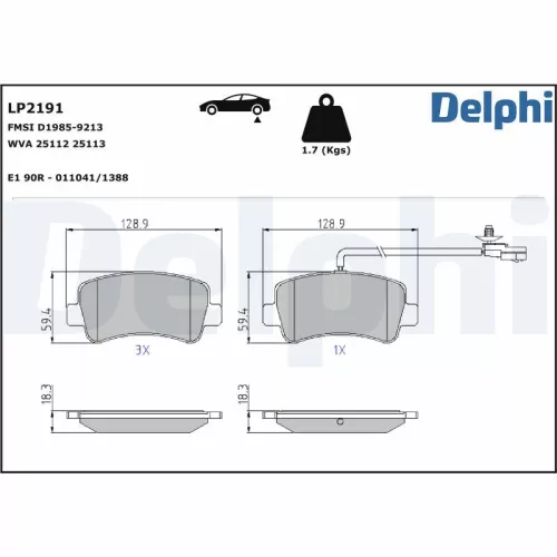 Brake Pad Set, disc brake DELPHI LP2191)