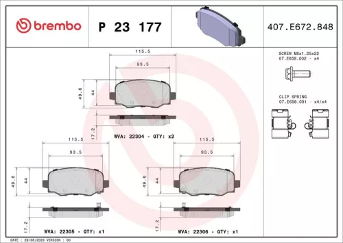 Brake Pad Set, disc brake BREMBO P 23 177)