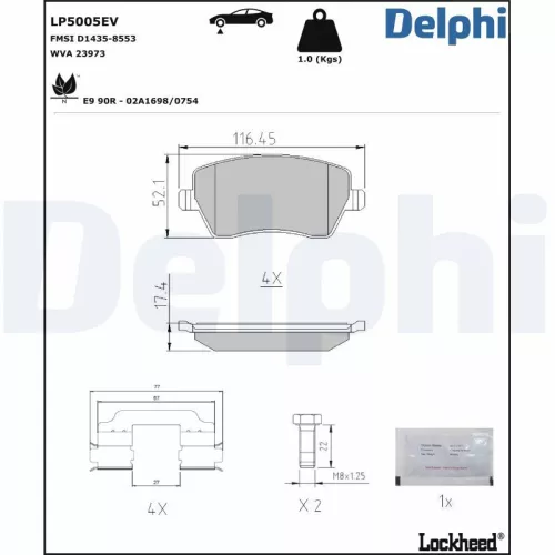 Brake Pad Set, disc brake DELPHI LP5005EV)