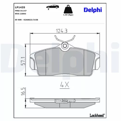 Brake Pad Set, disc brake DELPHI LP1435)