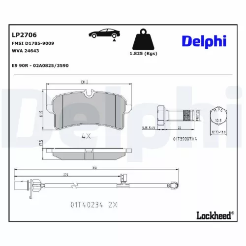 Brake Pad Set, disc brake DELPHI LP2706)