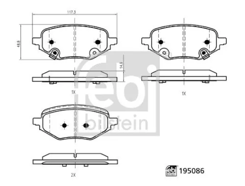 Brake Pad Set, disc brake FEBI BILSTEIN 195086)