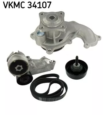 Water Pump + V-ribbed Belt Kit SKF VKMC 34107)