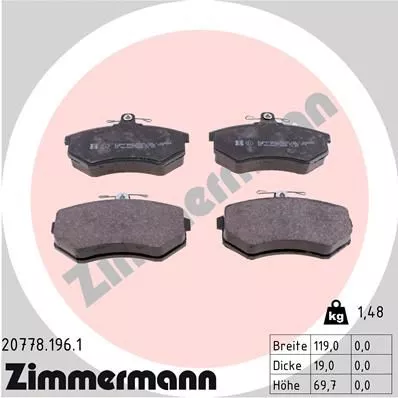 Brake Pad Set, disc brake ZIMMERMANN 20778.196.1)