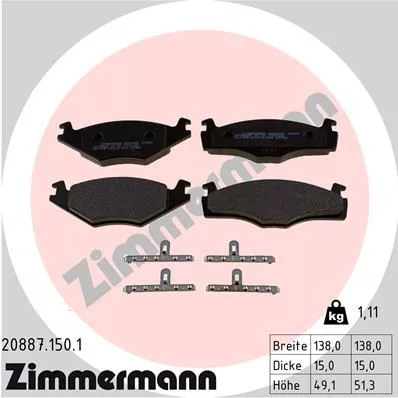 Brake Pad Set, disc brake ZIMMERMANN 20887.150.1)