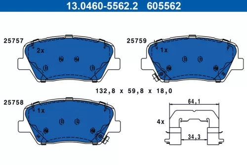 Brake Pad Set, disc brake ATE 13.0460-5562.2)
