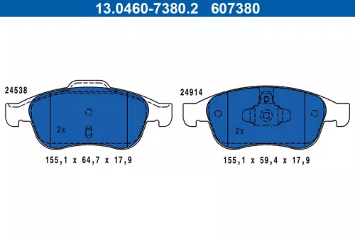 Brake Pad Set, disc brake ATE 13.0460-7380.2)