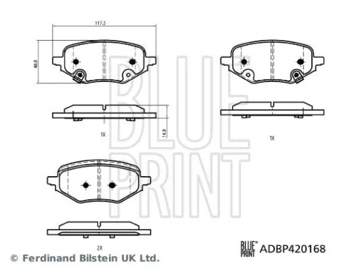 Brake Pad Set, disc brake BLUE PRINT ADBP420168)